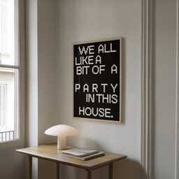 We All Like A Bit Of Party Print - Typographic Poster Wall Art Aesthetic Trendy Rave Music Funky House Artwork - thumbnail 3