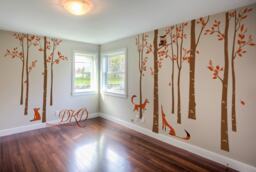 Birch Tree Wall Decal Set, Woodland Nursery Decor, Owl Fox Vinyl Stickers