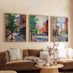 Set Of 3 Chicago Illinois Posters, Travel Posters Set, Prints, Wall Art, City Decor, Skyline Print - thumbnail 1