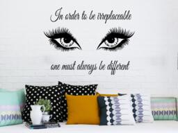 Art Quote Wall Decals in Order To Be Irreplaceable Decal Eyes Eyelashes Makeup Girl Cosmetic Vinyl Sticker Beauty Salon Home Decor Ms391 - thumbnail 1