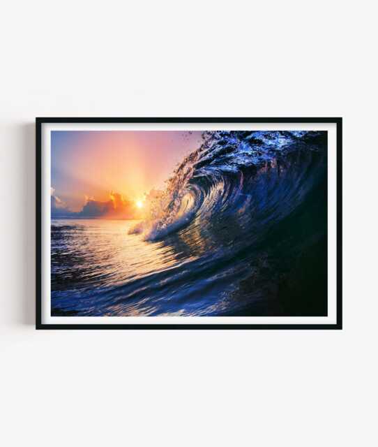 Ocean Wave Print - Beach Photography Wall Art Sunset Seaside Decor - image 1