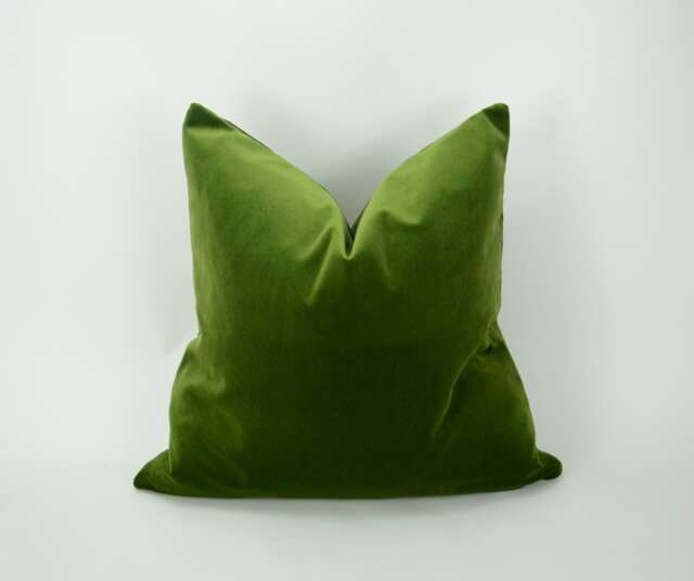 Moss Green Velvet Pillow, Heavy Cotton Cushion, Luxe Home Decor - image 1