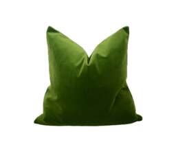 Moss Green Velvet Pillow, Heavy Cotton Cushion, Luxe Home Decor - thumbnail 2