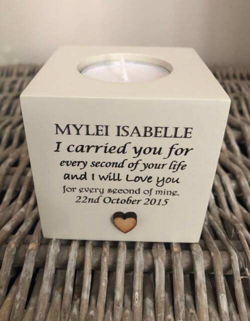 Personalised Bereavement Candle in Memory Of A Baby Loss Child. Miscarriage Still Birth. Born Sympathy - image 1