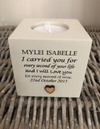 Personalised Bereavement Candle in Memory Of A Baby Loss Child. Miscarriage Still Birth. Born Sympathy - thumbnail 1