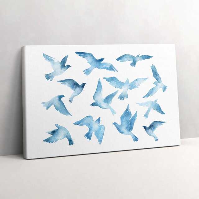 Flying Birds in The Air Canvas, Wall Art Picture, Blue Decoration, Animals Canvas - image 1