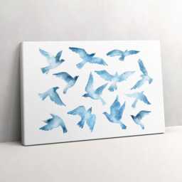 Flying Birds in The Air Canvas, Wall Art Picture, Blue Decoration, Animals Canvas - thumbnail 1