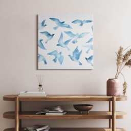 Flying Birds in The Air Canvas, Wall Art Picture, Blue Decoration, Animals Canvas - thumbnail 3