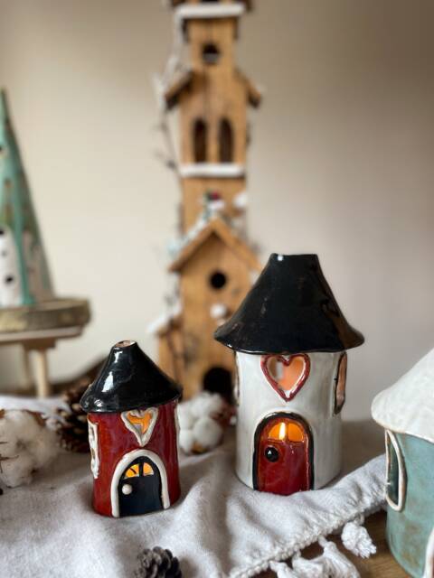Handmade Tea-Light Houses/Christmas Houses/ Ceramic House - image 1