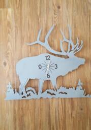 Elk Clock. Metal Wall Art. Decor. Wildlife Home Industrial Metal. Clock - thumbnail 1
