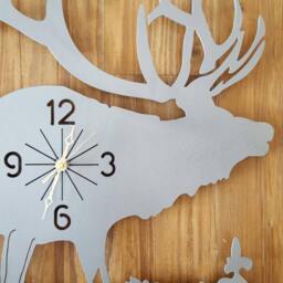 Elk Clock. Metal Wall Art. Decor. Wildlife Home Industrial Metal. Clock - thumbnail 3