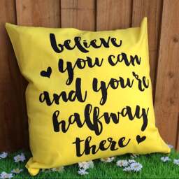 Motivational Quotes Cushion Cover, Believe You Can & You're Halfway There - thumbnail 3