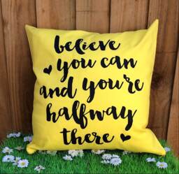 Motivational Quotes Cushion Cover, Believe You Can & You're Halfway There