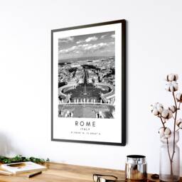 Rome Colosseum Print Black & White Skyline, Italy Travel Art - thumbnail 2