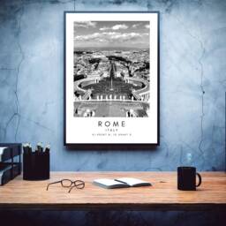 Rome Colosseum Print Black & White Skyline, Italy Travel Art - thumbnail 3