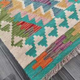 Kilim Runner Multicolour, Handmade Artisan Afghan Turkish Persian Qashqai Navajo Bohemian Natural Wool Flatweave Rug 206x69 cm - thumbnail 4