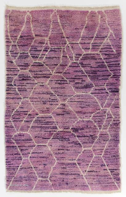 Hand Knotted Purple Berber Rug Moroccan Atlas Design - image 1