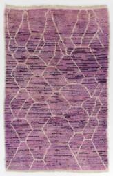 Hand Knotted Purple Berber Rug Moroccan Atlas Design - thumbnail 1