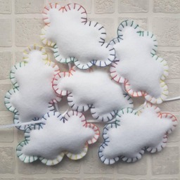 Felt Cloud Garland With Rainbow Stitching. Rainbow Cloud. Nursery Decor. Wall Hanging. Garland. Cloud Nursery - thumbnail 2