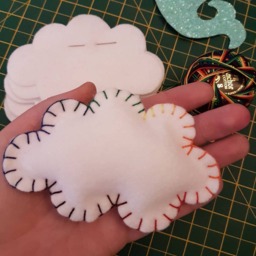 Felt Cloud Garland With Rainbow Stitching. Rainbow Cloud. Nursery Decor. Wall Hanging. Garland. Cloud Nursery - thumbnail 3