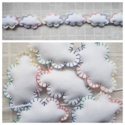 Felt Cloud Garland With Rainbow Stitching. Rainbow Cloud. Nursery Decor. Wall Hanging. Garland. Cloud Nursery - thumbnail 1