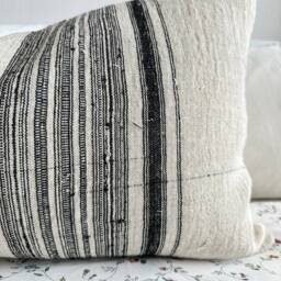 Hmong Striped Hemp Pillow Cover Handwoven Rustic Cushion - 16 X 26 - thumbnail 4