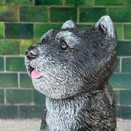 Concrete Puppy Statue Stone Chow Dog Figurine Outdoor Pet Sculpture Memorial Ornament Indoor Decoration Dog Lover Gift Yard Art - thumbnail 4