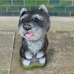 Concrete Puppy Statue Stone Chow Dog Figurine Outdoor Pet Sculpture Memorial Ornament Indoor Decoration Dog Lover Gift Yard Art - thumbnail 3