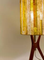 Banana Fiber Paper Lampshade - Yellow Handmade Sustainable Lighting 20x25 cm - thumbnail 1