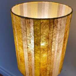 Banana Fiber Paper Lampshade - Yellow Handmade Sustainable Lighting 20x25 cm - thumbnail 3