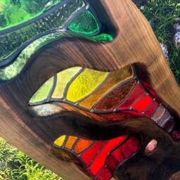 Validus. A Stained Glass & Wood Garden Sculpture - thumbnail 2