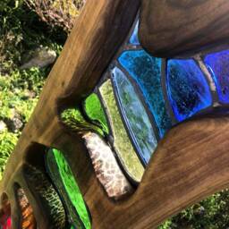 Validus. A Stained Glass & Wood Garden Sculpture - thumbnail 3