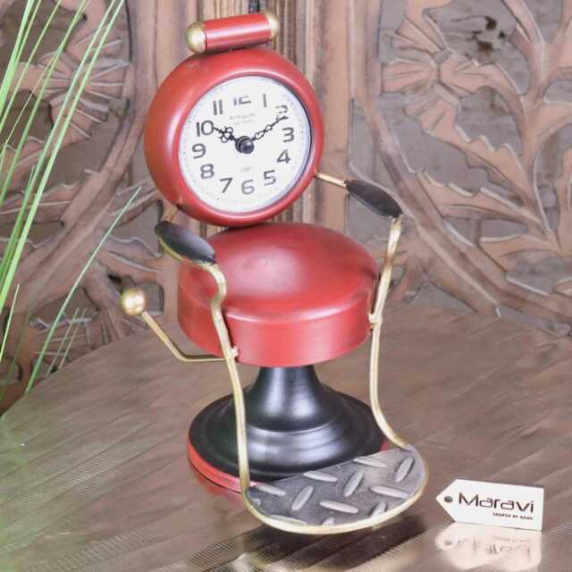 Retro Barber Clock Red Hairdressing Chair - image 1