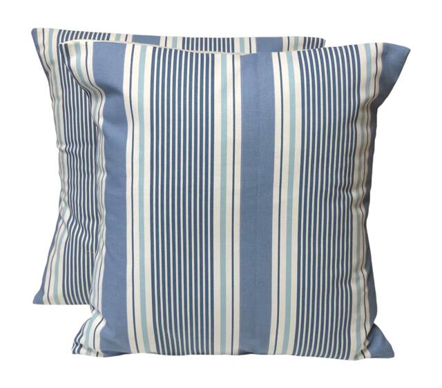 "2 X Striped Cushion Covers Clarke & Sail Stripe Blue Cloud - 16""-22" - image 1