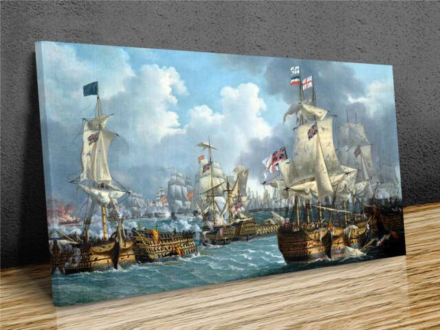 The Battle Of Trafalgar John Thomas Serres Wall Ar Hangings , Home D??cor, Canvas Print Art Framed - image 1