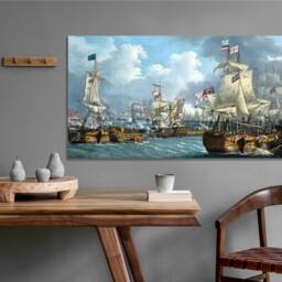 The Battle Of Trafalgar John Thomas Serres Wall Ar Hangings , Home D??cor, Canvas Print Art Framed - thumbnail 2