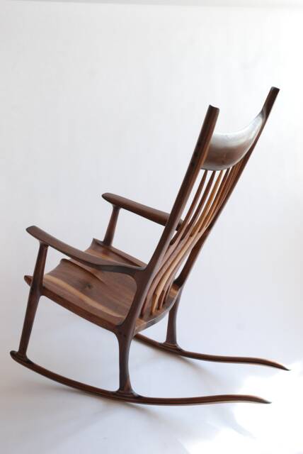 Sculptural Rocking Chair in Solid Walnut. Mid Century Modern Lounge Seating. Handcrafted Heirloom Quality Design Inspired By Sam Maloof - image 1