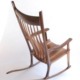Sculptural Rocking Chair in Solid Walnut. Mid Century Modern Lounge Seating. Handcrafted Heirloom Quality Design Inspired By Sam Maloof - thumbnail 2