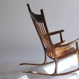 Sculptural Rocking Chair in Solid Walnut. Mid Century Modern Lounge Seating. Handcrafted Heirloom Quality Design Inspired By Sam Maloof - thumbnail 4