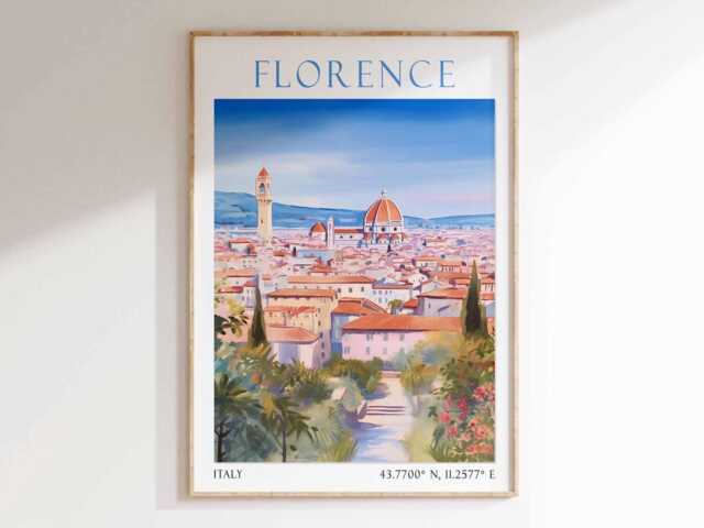 Florence Travel Print, Poster, Italy Wall Art, Italian Decor, Gift, Cathedral Art - image 1