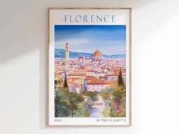 Florence Travel Print, Poster, Italy Wall Art, Italian Decor, Gift, Cathedral Art - thumbnail 1