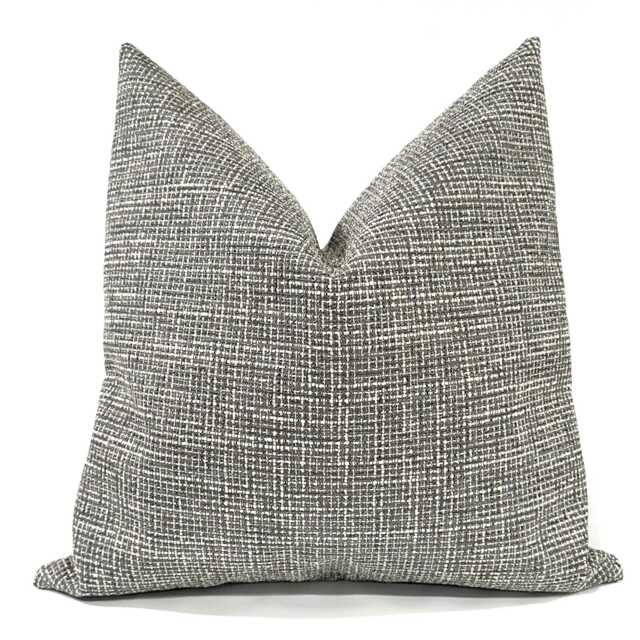 Charcoal Grey Tweed Textured Throw Pillow Cover Decorative Upholstery Fabric Square & Lumbar Pillowcase - image 1