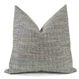 Charcoal Grey Tweed Textured Throw Pillow Cover Decorative Upholstery Fabric Square & Lumbar Pillowcase - thumbnail 1