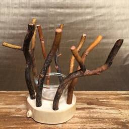 Tealight Holder Made Of Wood & Branches For Single Tealight/Candle - Natural Centerpiece Branch Holder - thumbnail 4