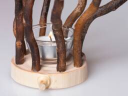 Tealight Holder Made Of Wood & Branches For Single Tealight/Candle - Natural Centerpiece Branch Holder - thumbnail 1