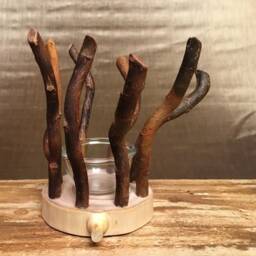 Tealight Holder Made Of Wood & Branches For Single Tealight/Candle - Natural Centerpiece Branch Holder - thumbnail 2