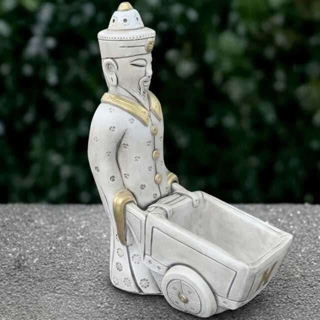 Stone Man With Planter Statue Concrete Person Sculpture Outdoor Flower Pot Figurine Cement Ornament Flower Lover Gift Yard Art - image 1