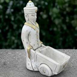 Stone Man With Planter Statue Concrete Person Sculpture Outdoor Flower Pot Figurine Cement Ornament Flower Lover Gift Yard Art - thumbnail 1