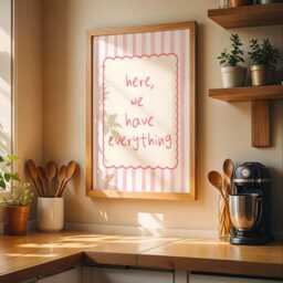 Here We Have Everything Wall Art Print - Pastel Striped Poster in Pink, Blue Or Green Positive Affirmation Quote For Home Office - thumbnail 3