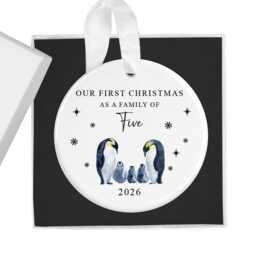 Our First Christmas As A Family Of Five 2026 Bauble, 5 Xmas Ornament, New Baby Gift, Keepsake Decoration, Parents - thumbnail 1